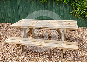 New wooden garden picnic bench