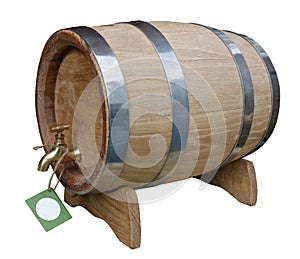 A new wooden oak keg for beer  isolated