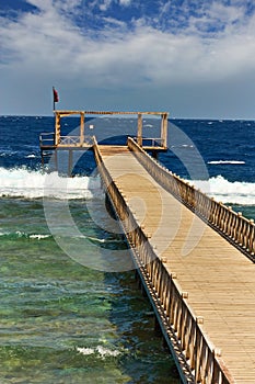 A new wooden pier for swimming and walking.