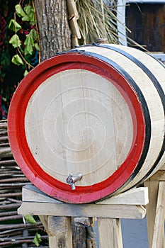 New wooden wine barrel