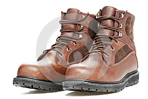 New work wear boots on white background
