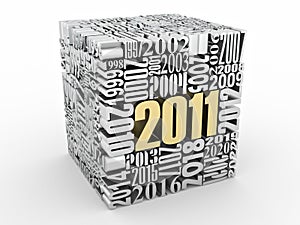 New year 2011. Cube consisting of the numbers