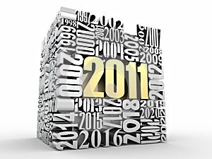 New year 2011. Cube consisting of the numbers