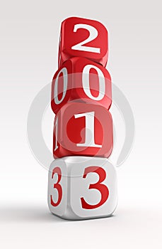 New year 2013 3d red and white box tower