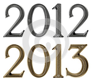 New year 2013 is coming concept - metal numbers 2012 and 2013