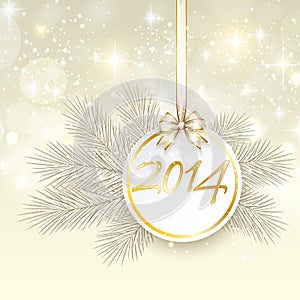 New year 2014 banner with ribbon and bow vector