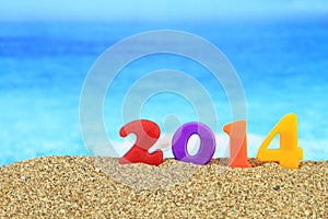 New year 2014 on the beach