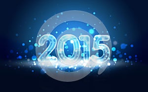 New Year 2015 Card with Neon Digits