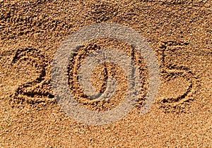 New Year 2015 on sand