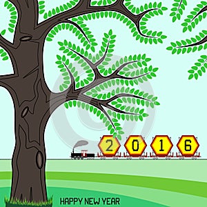 New year 2016 billboard on train