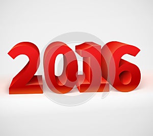 New year 2016 shiny 3d red