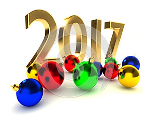 New year 2017, christmas balls