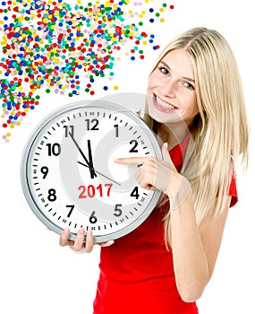 New Year 2017 Five to twelve woman big clock party decoration