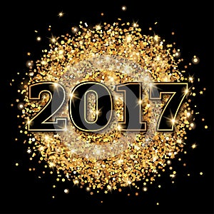 New Year 2017 Greeting Card Black Background.