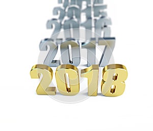New Year 2018. 3d Illustrations on a white background