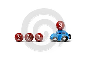 New Year 2018 is coming - Happy New Year 2018 - car that brings