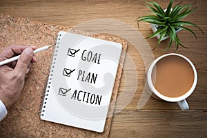 New year 2018 goal,plan,action text on notepad.Business motivation