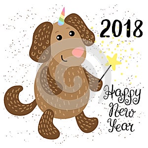 New Year 2018 greeting card with Dog