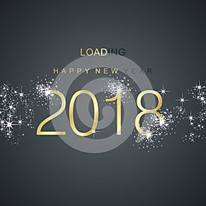 New Year 2018 loading spark firework gold black vector