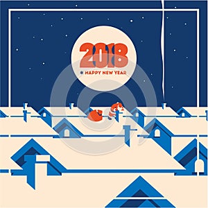 New year 2018 minimalistic vector illustration