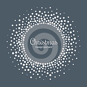 New Year 2019 Card Background. Snow flake circle frame. Halftone round snowflake dotted frame. Christmas card. Vector.