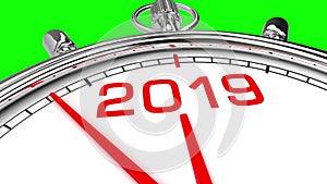 New year 2019 clock green screen