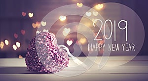 New Year 2019 message with a pink heart