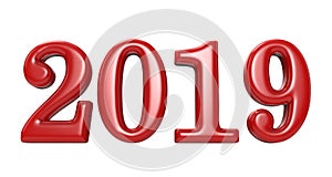 New year 2019 red figures on white background