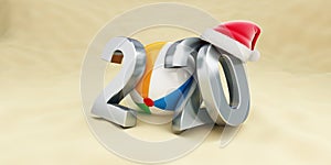 New year 2020 on the beach 3D
