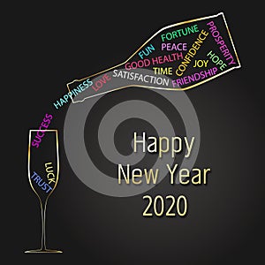 New Year 2020 Champagne Bottle Glass