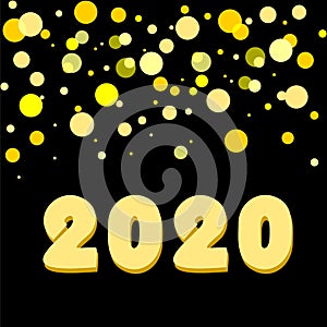 New year 2020 greeting card with yellow flickers