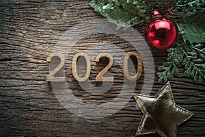 New year 2020 Letter Wooden number happy new year 2020 concept