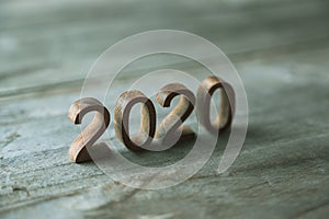 New year 2020 wood number happy new year 2020 concept