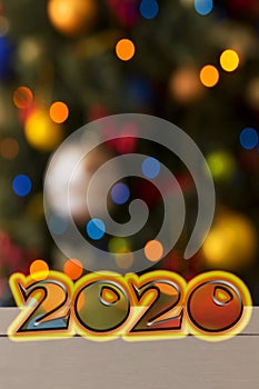 New Year 2020 word on a Christmas background