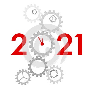 New Year 2021 concept - digits with mechanism