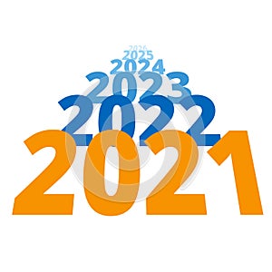 New Year 2021 concept - row of dates going to
