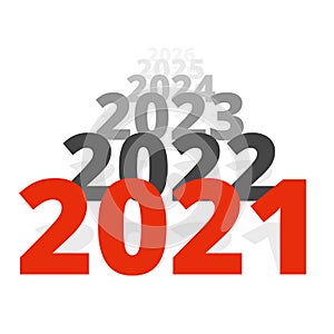 New Year 2021 concept - row of dates going to