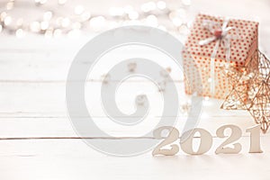 New year 2021 holiday background with new year decor