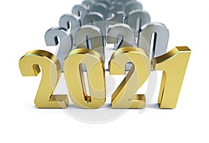 New Year 2021 ï¿½n a white background 3D illustration, 3D rendering
