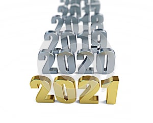 New Year 2021 ï¿½n a white background 3D illustration, 3D rendering