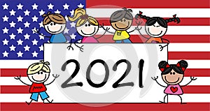 New year 2021 USA calendar header banner