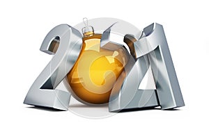 New Year 2021 on a white background 3D illustration, 3D rendering