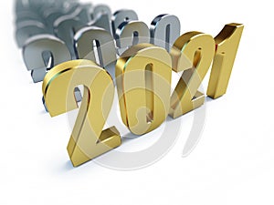 New Year 2021 on a white background 3D illustration, 3D rendering