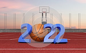 New Year 2022 Creative Design Concept with Basketball