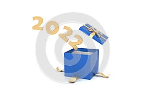 New Year 2022 Creative Design Concept with Gift Box