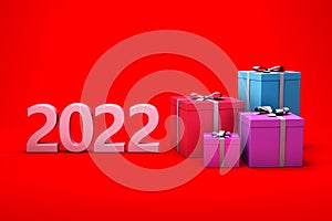 New Year 2022 Creative Design Concept with Gift boxes