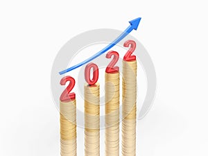 New Year 2022 Creative Design Concept with gold coins