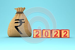 New Year 2022 Creative Design Concept with Indian rupee Symbol