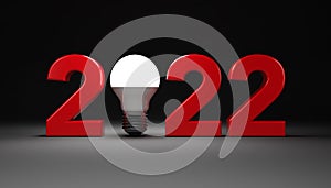 New Year 2022 Creative Design Concept with LED Bulb