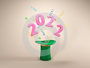 New Year 2022 Creative Design Concept with magic hat